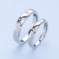Couple Finger Rings, Brass, thick 925 sterling silver plated, adjustable & with cubic zirconia, nickel, lead & cadmium free, 3mm,4mm, US Ring .5-12 