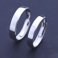 Couple Finger Rings, Brass, thick 925 sterling silver plated, with heart pattern & adjustable & with letter pattern, nickel, lead & cadmium free, 3.7mm,4.2mm, US Ring .5-14 