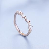 Circón cúbico anillo de dedo de latón, metal, chapado en color rosa dorada, ajustable & para mujer & con circonia cúbica, libre de níquel, plomo & cadmio, tamaño:16, Vendido por UD
