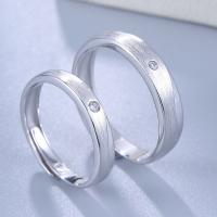 Couple Finger Rings, Brass, thick 925 sterling silver plated, adjustable & with cubic zirconia, nickel, lead & cadmium free, 3.4mm,4.4mm, US Ring .5-12 