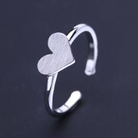 Brass Finger Ring, Heart, thick 925 sterling silver plated, adjustable & for woman, nickel, lead & cadmium free 
