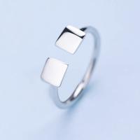 Палец кольцо-латунь, Латунь, Площади, Толстые 925 стерлингового серебра покрытием, регулируемый & Женский, не содержит никель, свинец, 4.5mm, размер:5, продается PC