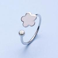 Brass Finger Ring, Plum Blossom, thick 925 sterling silver plated, adjustable & for woman, nickel, lead & cadmium free US Ring 