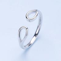Brass Finger Ring, Teardrop, thick 925 sterling silver plated, adjustable & for woman, nickel, lead & cadmium free, US Ring 