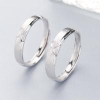 Couple Finger Rings, Brass, thick 925 sterling silver plated, with cross pattern & adjustable, nickel, lead & cadmium free, 3.6mm,4.2mm, US Ring .5 
