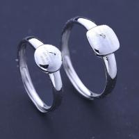 Couple Finger Rings, Brass, thick 925 sterling silver plated, with heart pattern & adjustable & with letter pattern, nickel, lead & cadmium free, 7.2mm,7.7mm, US Ring .5-14 