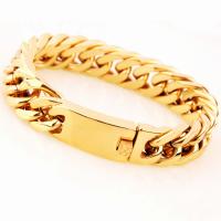 Titane bracelet en acier et bracelet, Acier titane, Placage de couleur d'or, unisexe, 15mm Environ 8.5 pouce, Vendu par brin