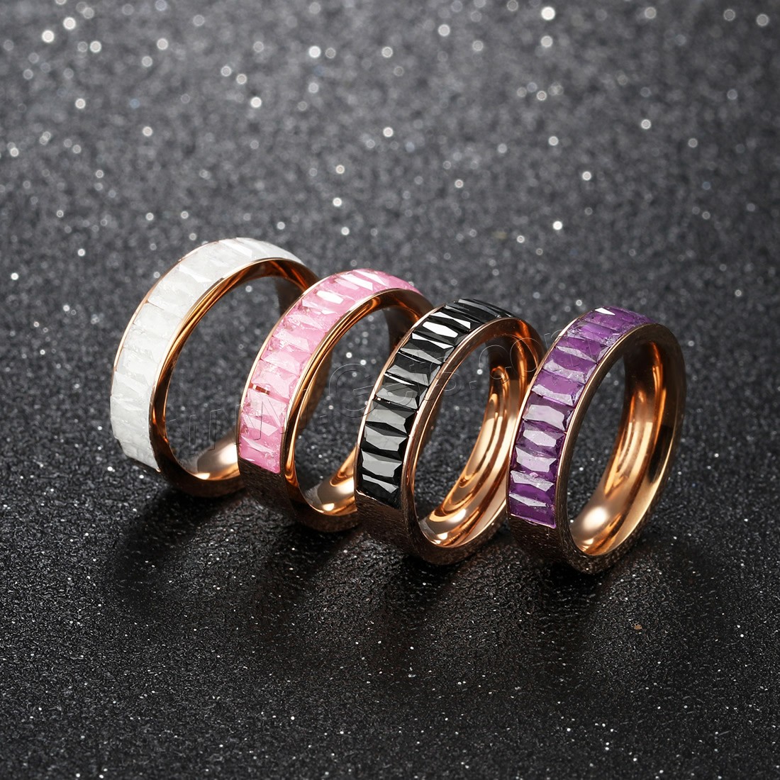 Stainless Steel Finger Ring, with Crystal, plated, different size for choice & for woman & faceted, mixed colors, 2mm, Sold By PC