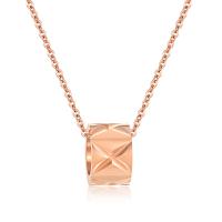 Stainless Steel Necklace, with 6cm extender chain, rose gold color plated, flower cut & oval chain & for woman, 11mm Approx 15 Inch 