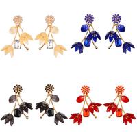 Acrylic Drop Earring, with Zinc Alloy, stainless steel post pin, gold color plated, for woman & with rhinestone 