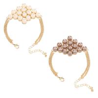 Zinc Alloy Bracelet, with ABS Plastic Pearl & iron chain, iron lobster clasp, with 6cm extender chain, gold color plated, twist oval chain & for woman lead & cadmium free, 34mm Approx 7 Inch 