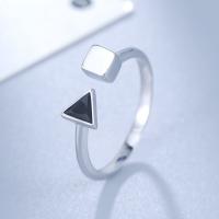 Палец кольцо-латунь, Латунь, Треугольник, Толстые 925 стерлингового серебра покрытием, регулируемый & Женский & эмаль, не содержит никель, свинец  размер:13, продается PC