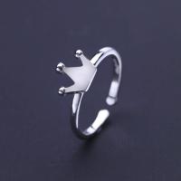 Brass Finger Ring, Crown, thick 925 sterling silver plated, adjustable & for woman, nickel, lead & cadmium free US Ring 