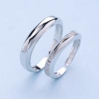 Couple Finger Rings, Brass, thick 925 sterling silver plated, adjustable & micro pave cubic zirconia, nickel, lead & cadmium free, 3mm,4mm, US Ring 