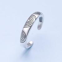 Anillo de dedo de latón, metal, Plata ley 925 gruesa, ajustable & para mujer, libre de níquel, plomo & cadmio, 3.5mm, tamaño:8, Vendido por UD