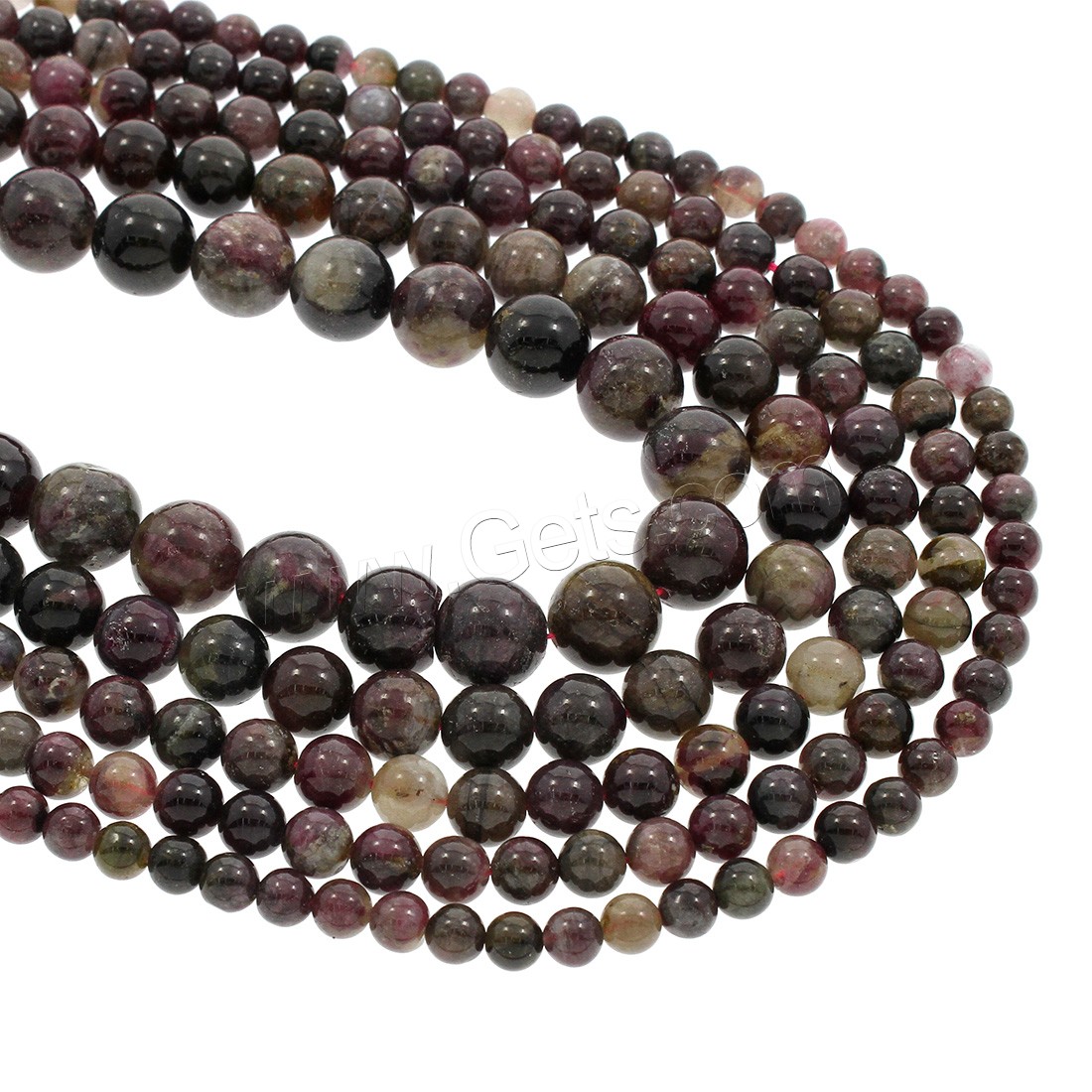 Turmalin Perle, rund, verschiedene Größen vorhanden, Bohrung:ca. 1mm, Länge:ca. 15.5 ZollInch, verkauft von Strang