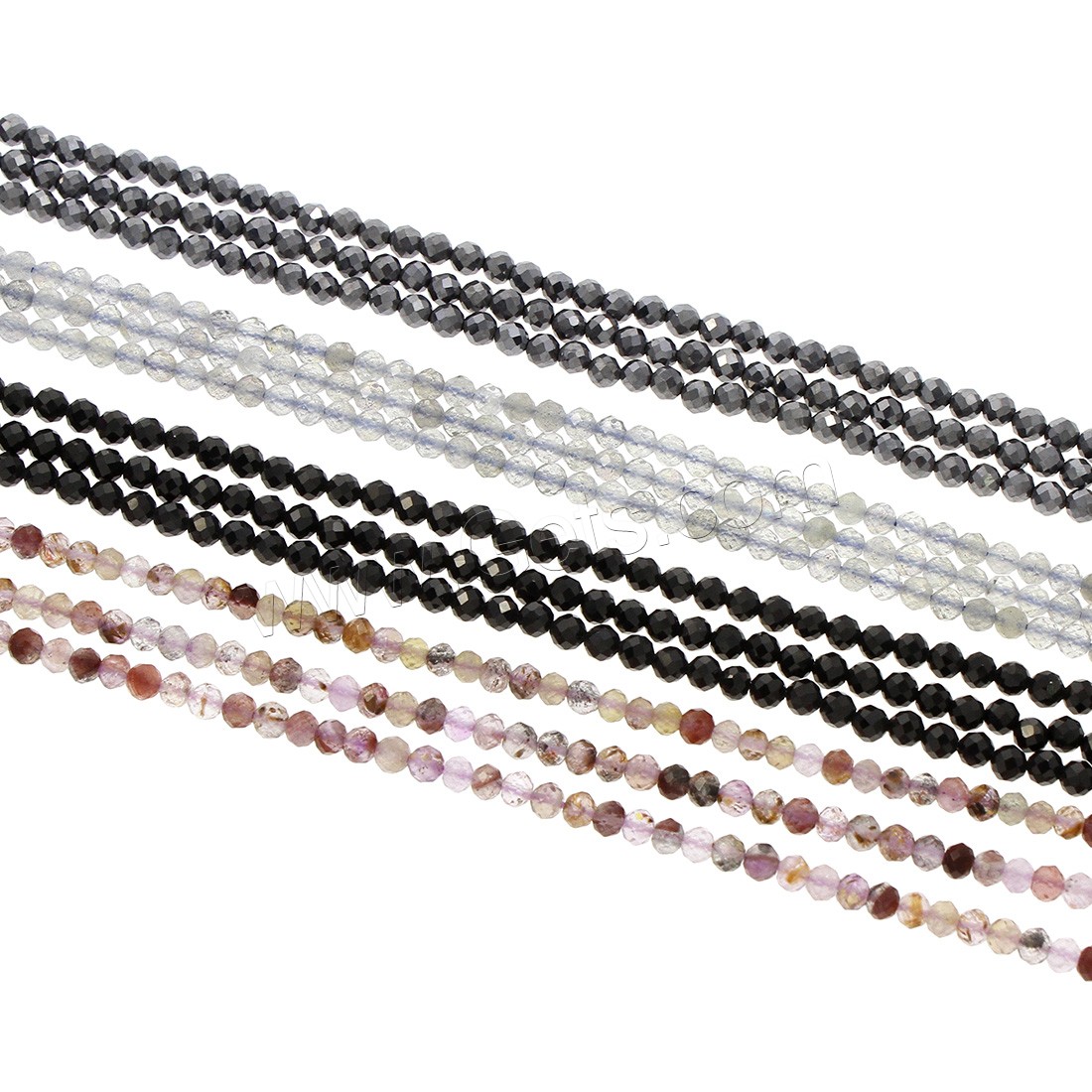 Edelstein Perle, rund, verschiedenen Materialien für die Wahl & facettierte, Bohrung:ca. 0.5mm, Länge:ca. 15.5 ZollInch, 18PCs/Strang, verkauft von Strang
