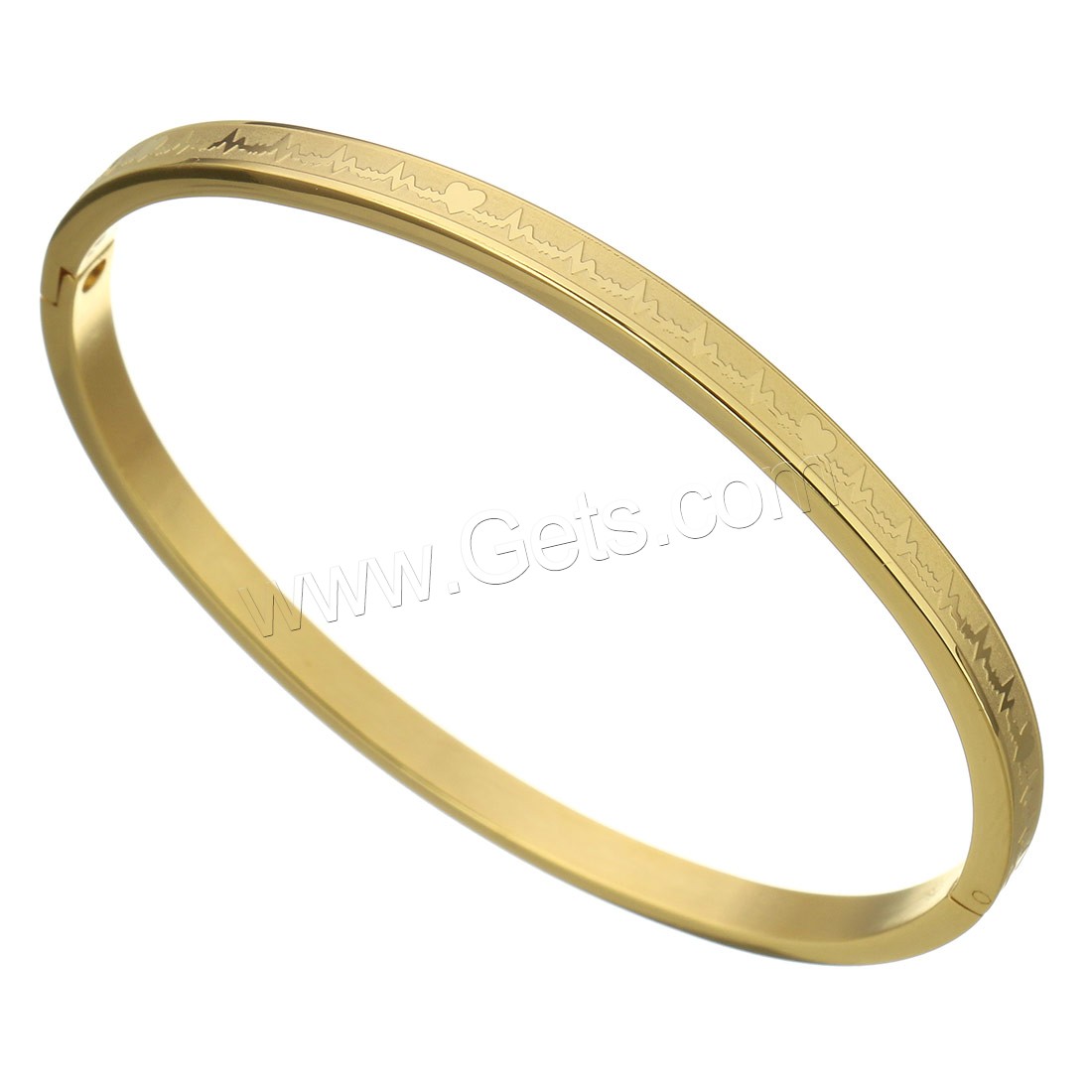 Stainless Steel Bangle, plated, Unisex & with heart pattern, more colors for choice, Inner Diameter:Approx 59x51mm, Sold By PC