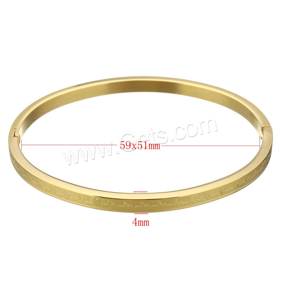 Stainless Steel Bangle, plated, Unisex & with heart pattern, more colors for choice, Inner Diameter:Approx 59x51mm, Sold By PC