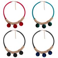 Fashion Statement Necklace, Zinc Alloy, with Plush & leather cord, with 3.1lnch extender chain, plated, Bohemian style & for woman Approx 18.5 Inch 