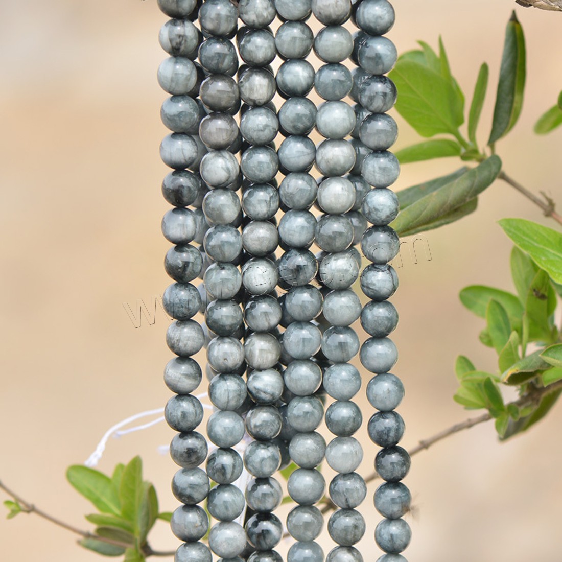 Beizvogelsauge Stein Perle, rund, natürlich, verschiedene Größen vorhanden, Bohrung:ca. 1-2mm, Länge:ca. 15 ZollInch, verkauft von Strang