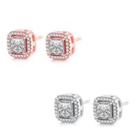 Cubic Zircon Brass Earring, plated, for woman & with cubic zirconia 