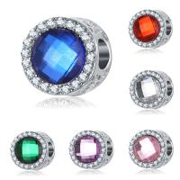 No Core European Crystal Beads, Zinc Alloy, with Crystal, Drum, platinum color plated, without troll & faceted & with rhinestone lead & cadmium free, 10-15mm Approx 4-4.5mm 