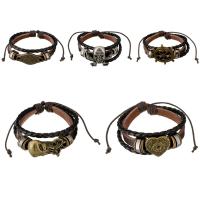 PU Leather Cord Bracelets, Zinc Alloy, with Waxed Nylon Cord & PU Leather, plated, Unisex & adjustable Approx 6-9 Inch 