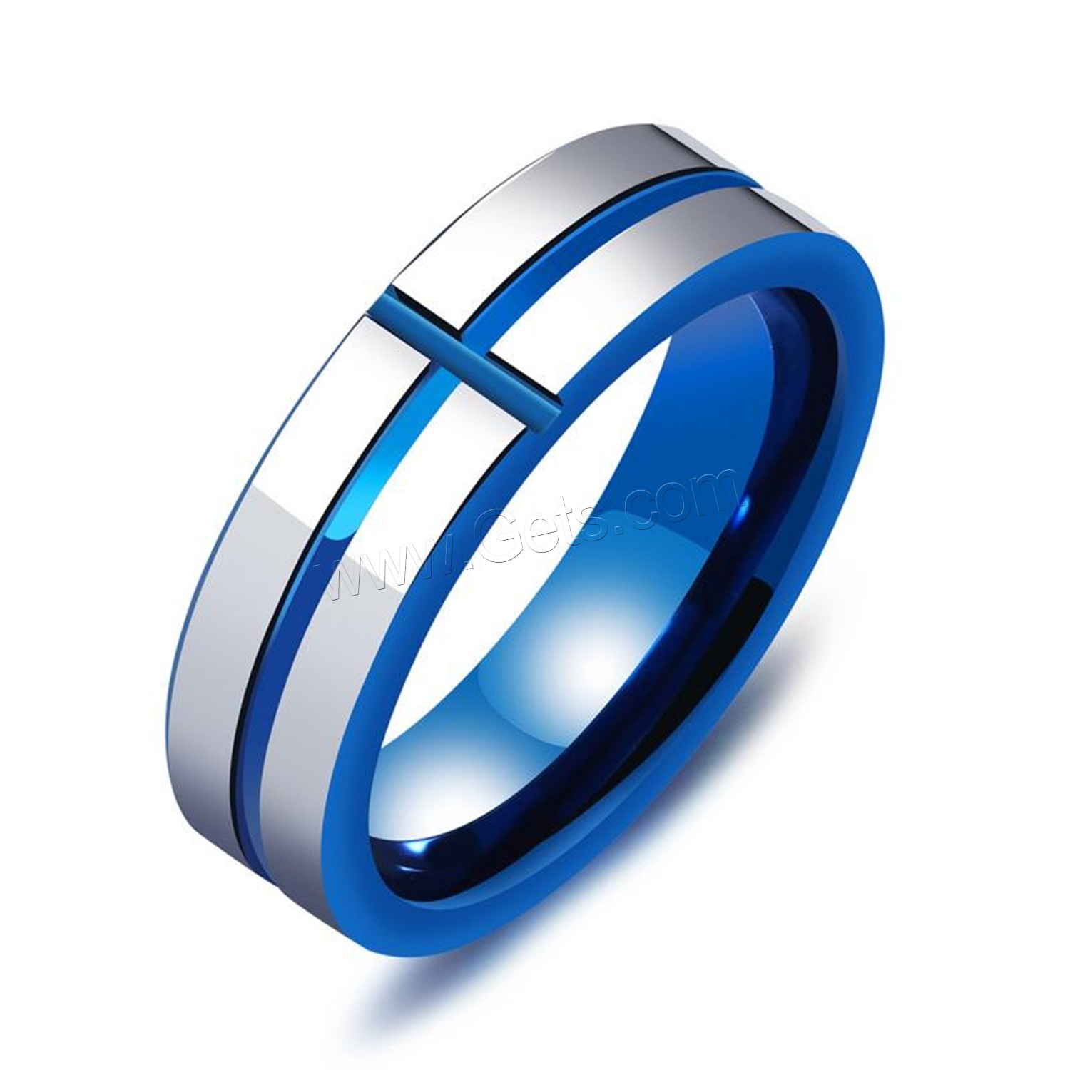 Titanium Steel Finger Ring, Tungsten Steel, blue plated, different size for choice & for man, 6mm, Sold By PC