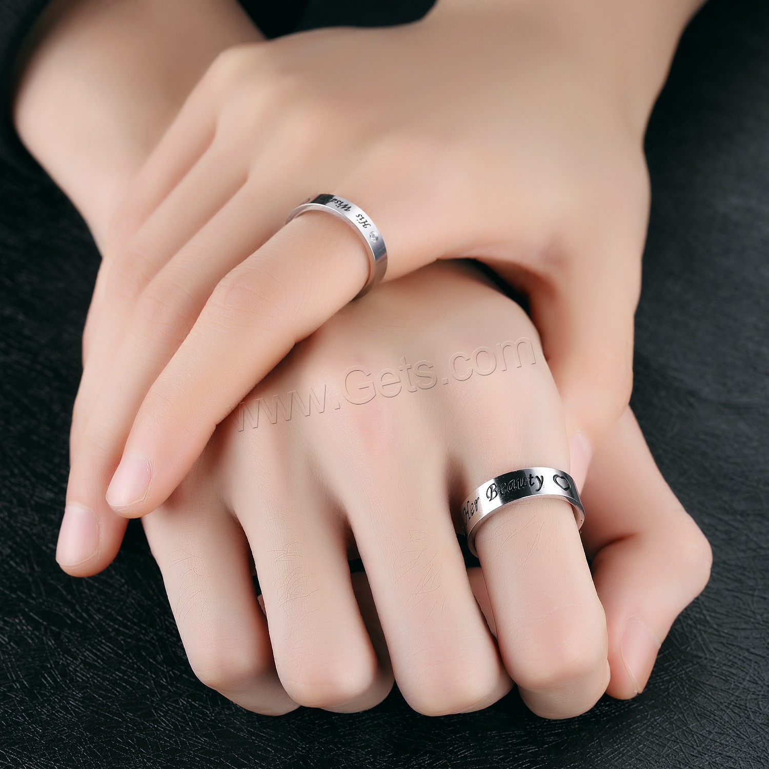 Титан Сталь палец кольцо, титан, Другое покрытие, разный размер для выбора & для пара & с кубическим цирконием, оригинальный цвет, 4mm, 6mm, продается Пара