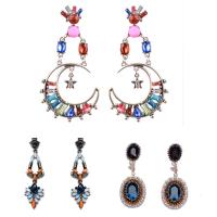 Zinc Alloy Rhinestone Drop Earring, stainless steel post pin, plated & for woman & with rhinestone, lead & cadmium free 