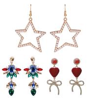 Zinc Alloy Rhinestone Drop Earring, with Glass Pearl, stainless steel post pin, plated & for woman & with rhinestone, lead & cadmium free 