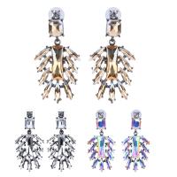 Zinc Alloy Rhinestone Drop Earring, stainless steel post pin, antique silver color plated, for woman & with rhinestone lead & cadmium free 