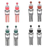 Fashion Fringe Earrings, Zinc Alloy, stainless steel post pin, plumbum black color plated, for woman & enamel & with rhinestone lead & cadmium free 