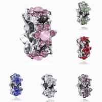 Rhinestone Zinc Alloy European Beads, Flower, antique silver color plated, without troll & with rhinestone lead & cadmium free Approx 4-4.5mm 