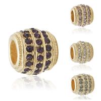 Rhinestone Zinc Alloy European Beads, Drum, gold color plated, without troll & with rhinestone lead & cadmium free, 10-12mm Approx 4-4.5mm 