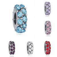 Rhinestone Zinc Alloy European Beads, Rondelle, antique silver color plated, without troll & with rhinestone lead & cadmium free Approx 4-4.5mm 