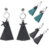 Wood Earring, with Zinc Alloy, stainless steel post pin, silver color plated, for woman 