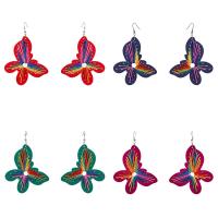Wood Earring, with Nylon Cord, iron earring hook, Butterfly, for woman 