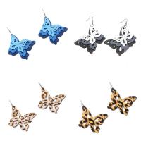 Wood Earring, iron earring hook, Butterfly, for woman 