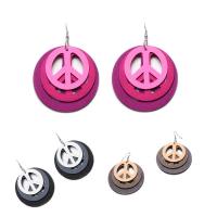 Wood Earring, iron earring hook, Flat Round, for woman 