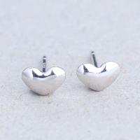 Brass Stud Earring, Heart, thick 925 sterling silver plated & for woman, nickel, lead & cadmium free 