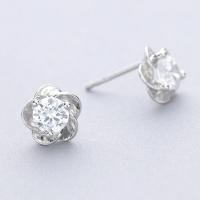 Cubic Zircon Brass Earring, Flower, plated & for woman & with cubic zirconia, nickel, lead & cadmium free 