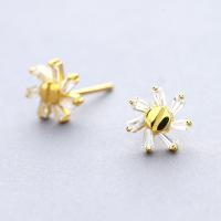 Cubic Zircon Brass Earring, Daisy, gold color plated, for woman & with cubic zirconia, nickel, lead & cadmium free 