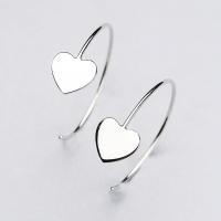 Brass Stud Earring, Heart, thick 925 sterling silver plated, for woman, nickel, lead & cadmium free 