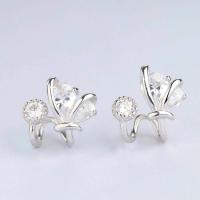 Cubic Zircon Brass Earring, thick 925 sterling silver plated, for woman & with cubic zirconia, nickel, lead & cadmium free 