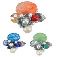 Glas Perle Brosche, Zinklegierung, mit Kristall & Glasperlen & Harz, silberfarben plattiert, für Frau, keine, frei von Blei & Kadmium, 45x65mm, verkauft von PC