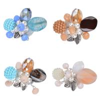 Glass Pearl Brooch, Zinc Alloy, with Crystal & Glass Pearl & Resin, antique silver color plated, for woman lead & cadmium free 