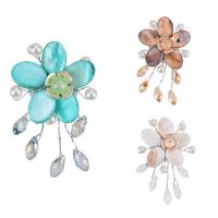 Crystal Brooch, Zinc Alloy, with Crystal & Glass Pearl & Resin, silver color plated, for woman, lead & cadmium free 