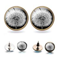 Zinc Alloy Stud Earring, with Glass, stainless steel post pin, Flat Round, plated, time gem jewelry & for woman & decal lead & cadmium free, 14mm 